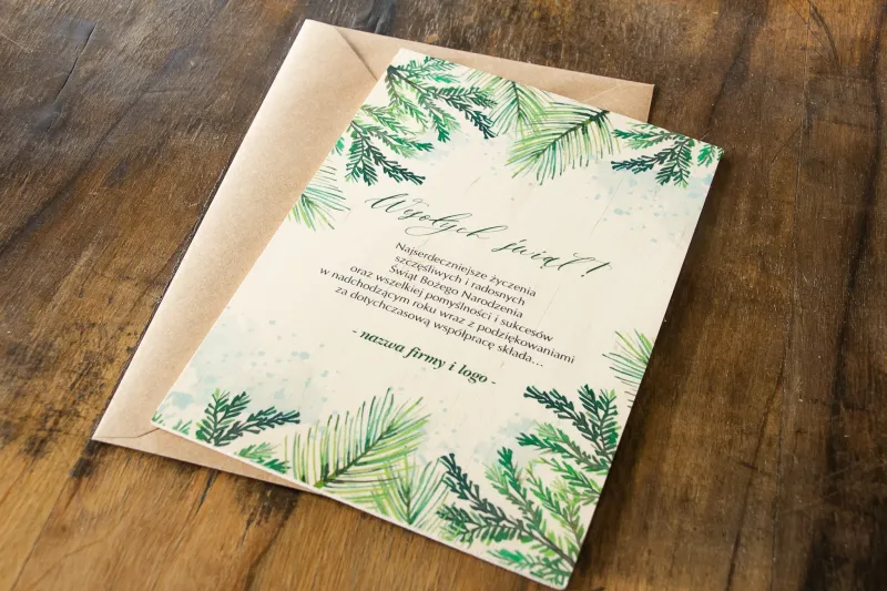 Drewniane Kartki Świąteczne z logo dla firm z kolekcji DR9