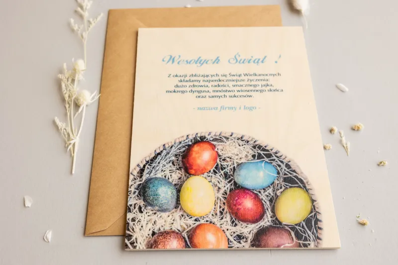 Wielkanocne Drewniane Kartki dla Firm - WR4