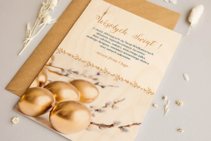 Wielkanocne Drewniane Kartki dla Firm - WR5