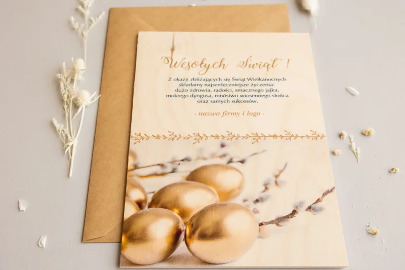 Wielkanocne Drewniane Kartki dla Firm - WR5