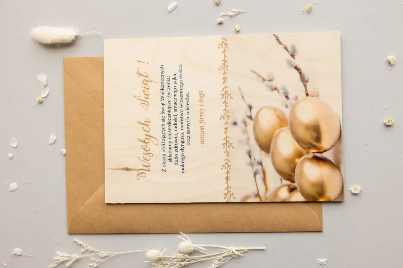 Wielkanocne Drewniane Kartki dla Firm - WR5