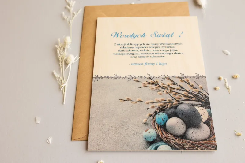 Wielkanocne Drewniane Kartki dla Firm - WR6