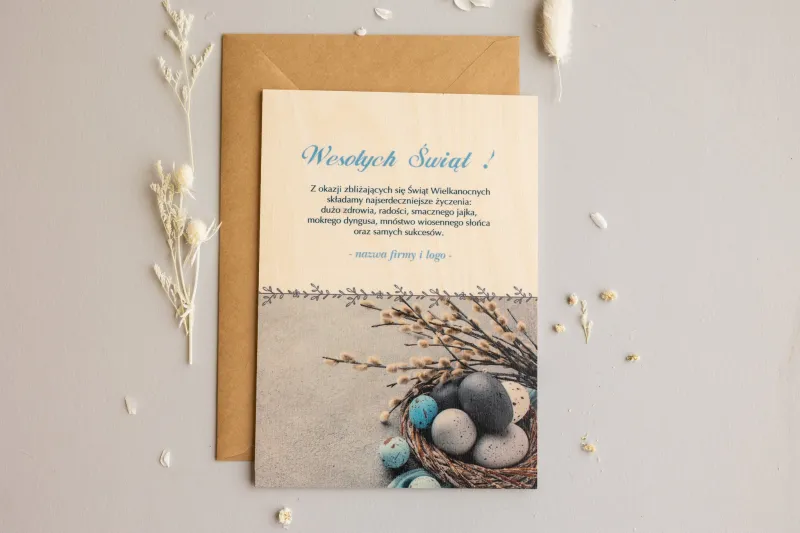 Wielkanocne Drewniane Kartki dla Firm - WR6