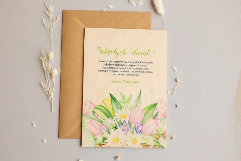Wielkanocne Drewniane Kartki dla Firm - WR8