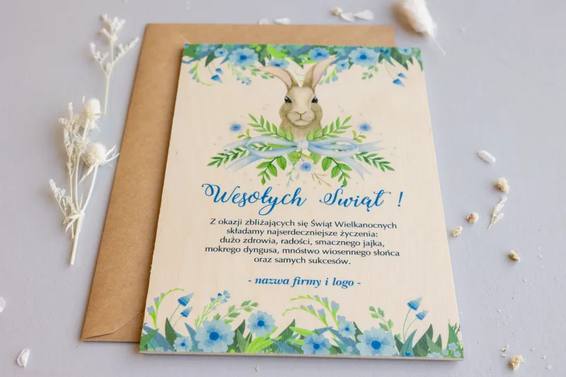 Wielkanocne Drewniane Kartki dla Firm - WR10