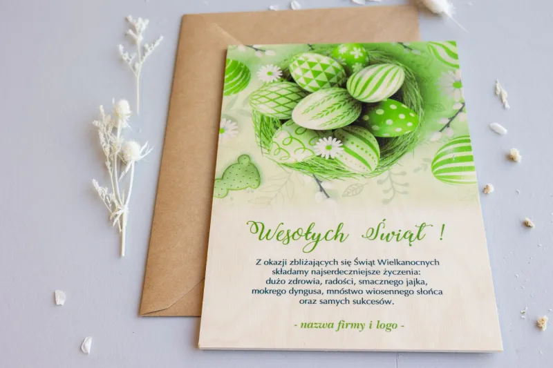 Wielkanocne Drewniane Kartki dla Firm - WR11