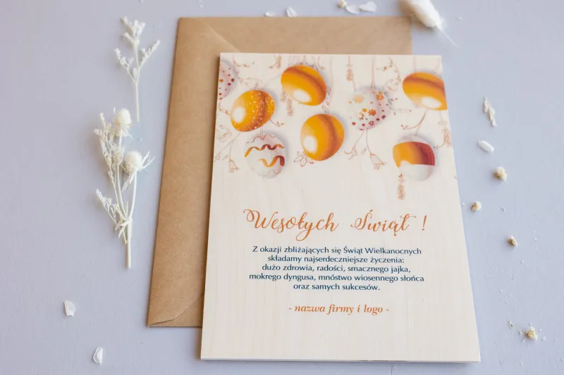 Wielkanocne Drewniane Kartki dla Firm - WR12