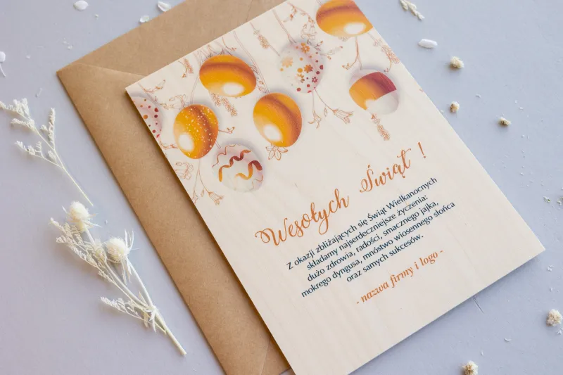 Wielkanocne Drewniane Kartki dla Firm - WR12
