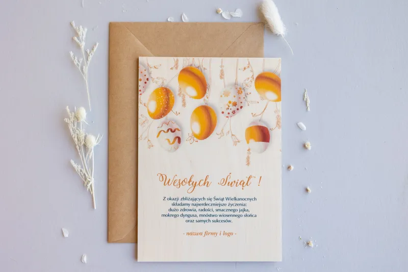 Wielkanocne Drewniane Kartki dla Firm - WR12