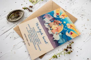 Drewniane Kartki ze Świętą Rodziną | Kartki Świąteczne Bożonarodzeniowe dla Firm z Logo | DR18 Drewniane Kartki ze Świętą Rodziną | Kartki Świąteczne Bożonarodzeniowe dla Firm z Logo | DR18