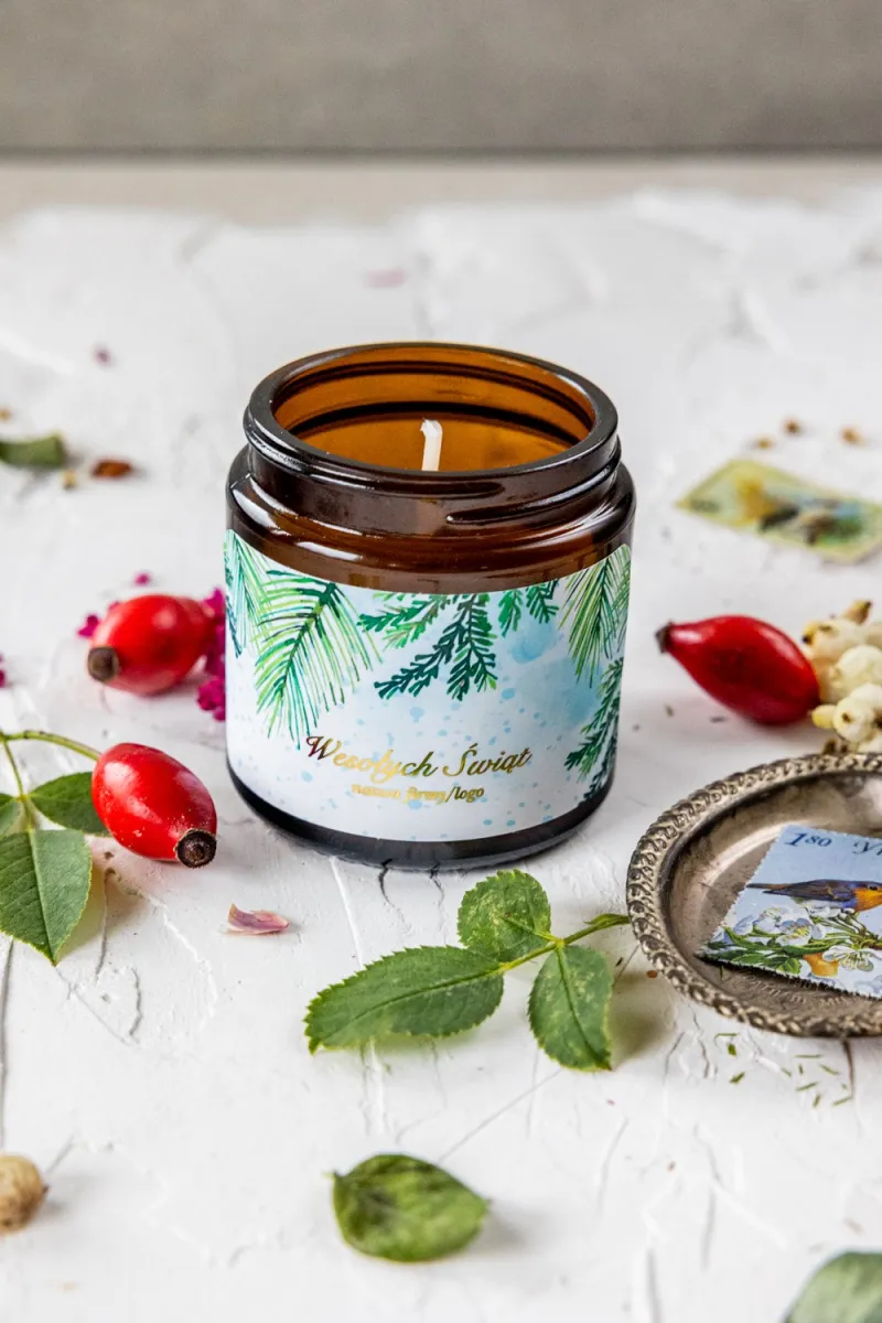 Naturalna Świeczka sojowa - Wyjątkowy upominek dla Twoich Klientów - Dowolna grafika i treść na etykiecie