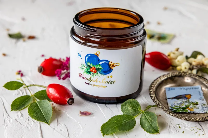 Naturalna Świeczka sojowa - Wyjątkowy upominek dla Twoich Klientów - Dowolna grafika i treść na etykiecie