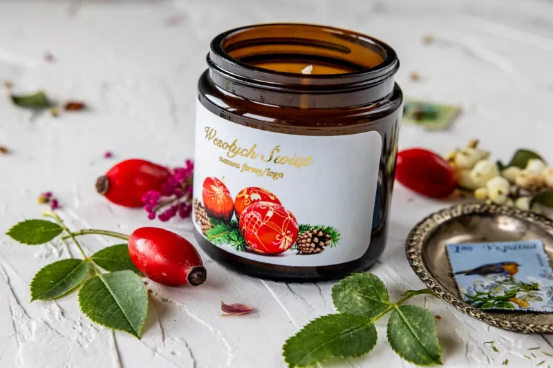 Naturalna Świeczka sojowa - Wyjątkowy upominek dla Twoich Klientów - Dowolna grafika i treść na etykiecie