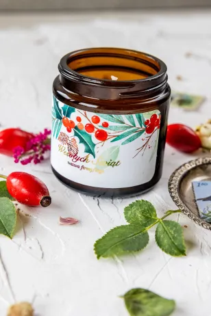 Naturalna Świeczka sojowa - Wyjątkowy upominek dla Twoich Klientów - Dowolna grafika i treść na etykiecie