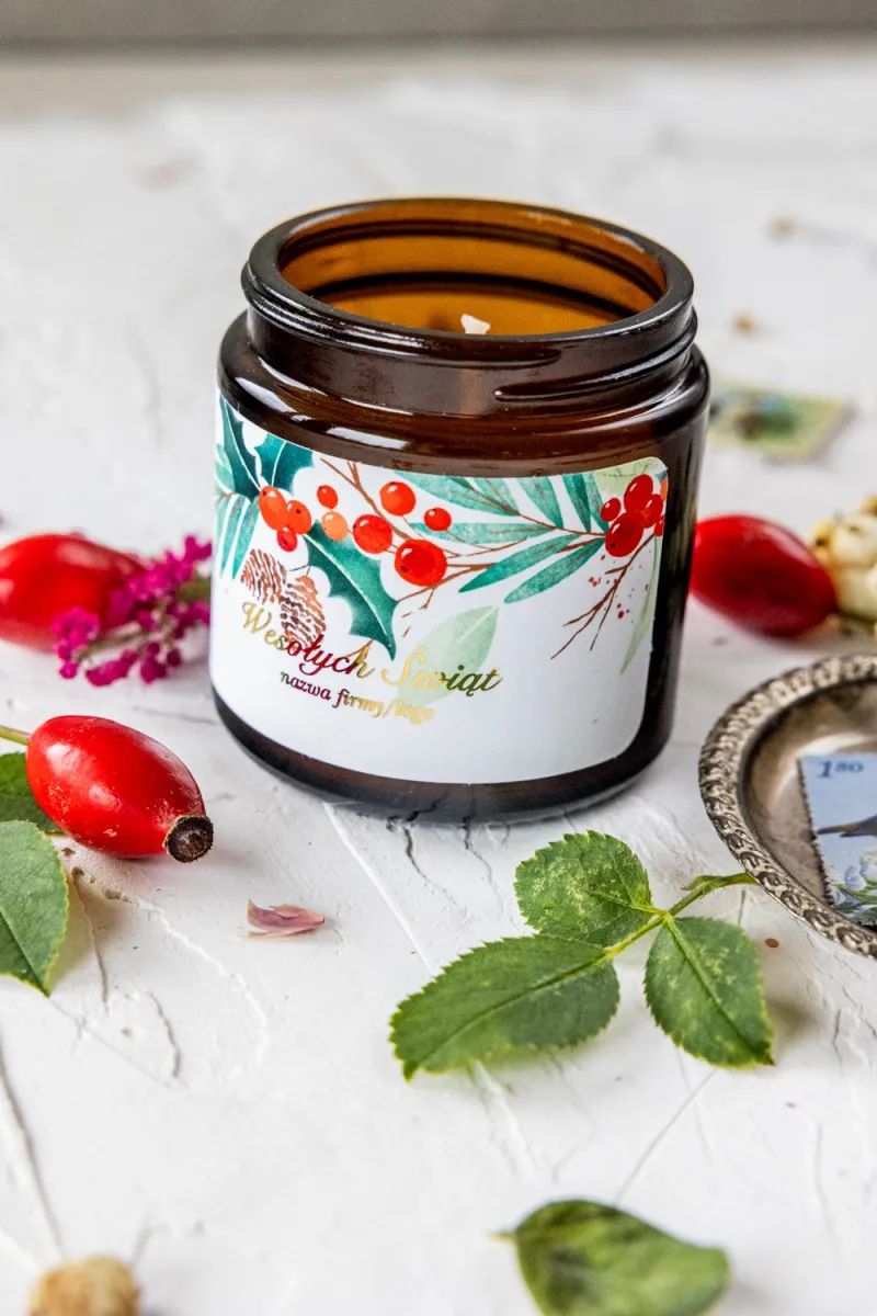 Naturalna Świeczka sojowa - Wyjątkowy upominek dla Twoich Klientów - Dowolna grafika i treść na etykiecie