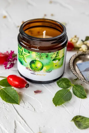 Naturalna Świeczka sojowa - Wyjątkowy upominek dla Twoich Klientów - Dowolna grafika i treść na etykiecie