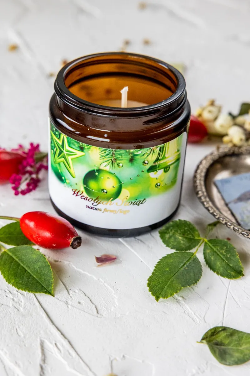 Naturalna Świeczka sojowa - Wyjątkowy upominek dla Twoich Klientów - Dowolna grafika i treść na etykiecie