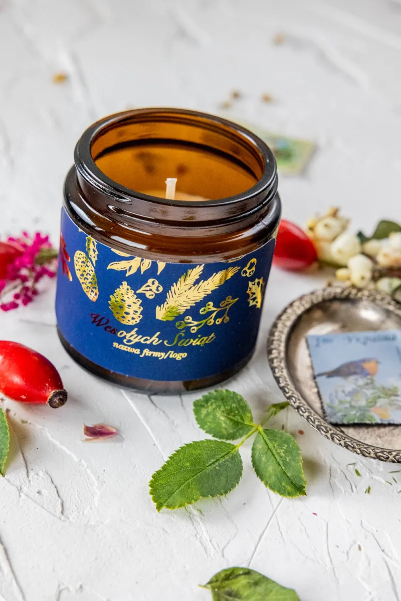 Naturalna Świeczka sojowa - Wyjątkowy upominek dla Twoich Klientów - Dowolna grafika i treść na etykiecie