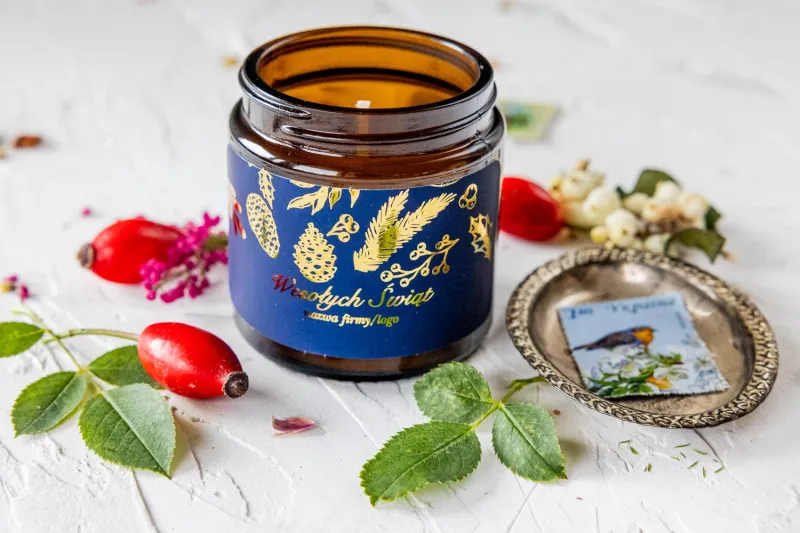 Naturalna Świeczka sojowa - Wyjątkowy upominek dla Twoich Klientów - Dowolna grafika i treść na etykiecie