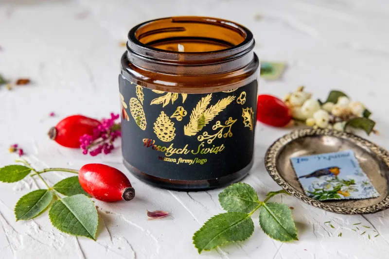 Naturalna Świeczka sojowa - Wyjątkowy upominek dla Twoich Klientów - Dowolna grafika i treść na etykiecie