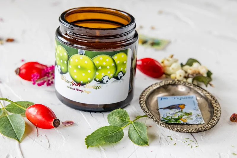 Naturalna Świeczka sojowa - Wyjątkowy upominek dla Twoich Klientów - Dowolna grafika i treść na etykiecie