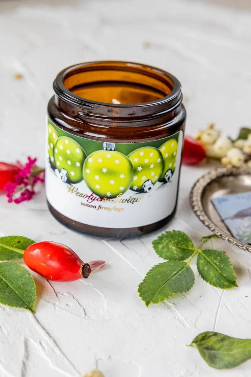 Naturalna Świeczka sojowa - Wyjątkowy upominek dla Twoich Klientów - Dowolna grafika i treść na etykiecie