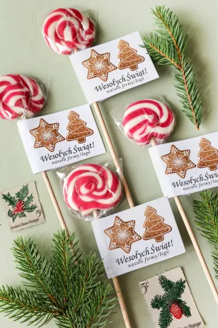 Lizaki świąteczne wykonane wyłącznie z naturalnych składników z logo Państwa firmy, dowolnym tekstem i grafiką - LZ4