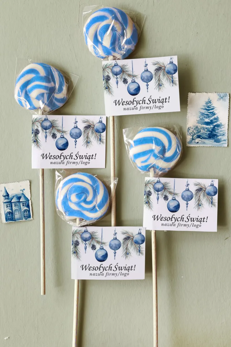 Lizaki świąteczne wykonane wyłącznie z naturalnych składników z logo Państwa firmy, dowolnym tekstem i grafiką - LZ6 Lizaki świąteczne wykonane wyłącznie z naturalnych składników z logo Państwa firmy, dowolnym tekstem i grafiką - LZ6