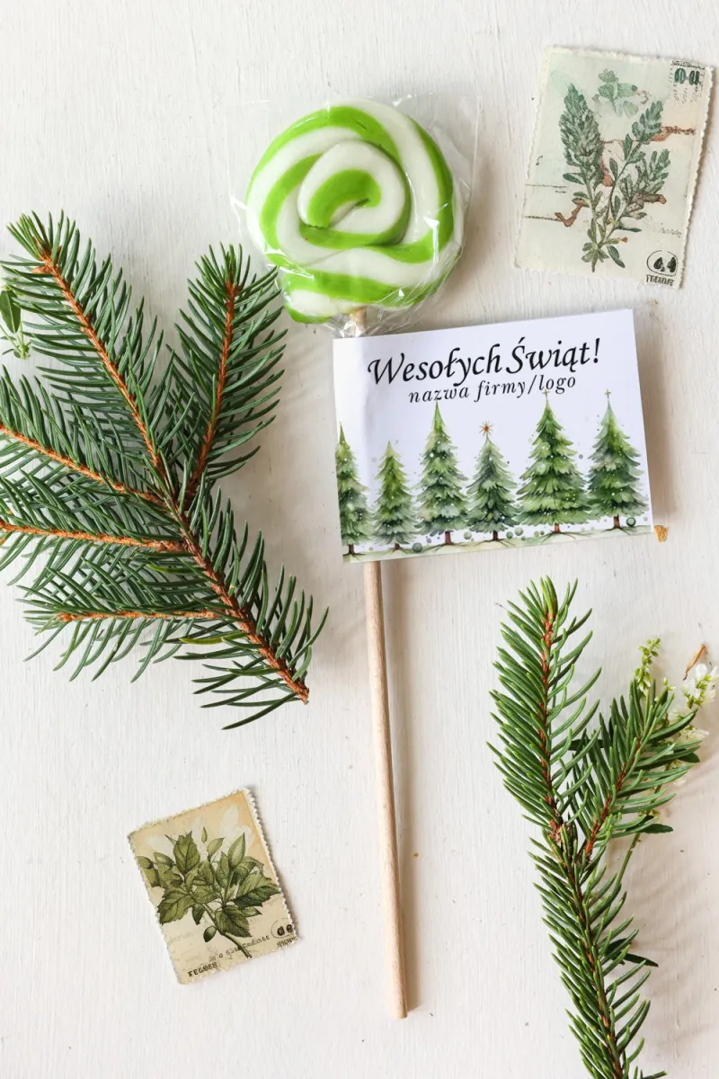 Lizaki świąteczne wykonane wyłącznie z naturalnych składników z logo Państwa firmy, dowolnym tekstem i grafiką - LZ8 Lizaki świąteczne wykonane wyłącznie z naturalnych składników z logo Państwa firmy, dowolnym tekstem i grafiką - LZ8