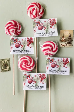 Lizaki świąteczne wykonane wyłącznie z naturalnych składników z logo Państwa firmy, dowolnym tekstem i grafiką - LZ10