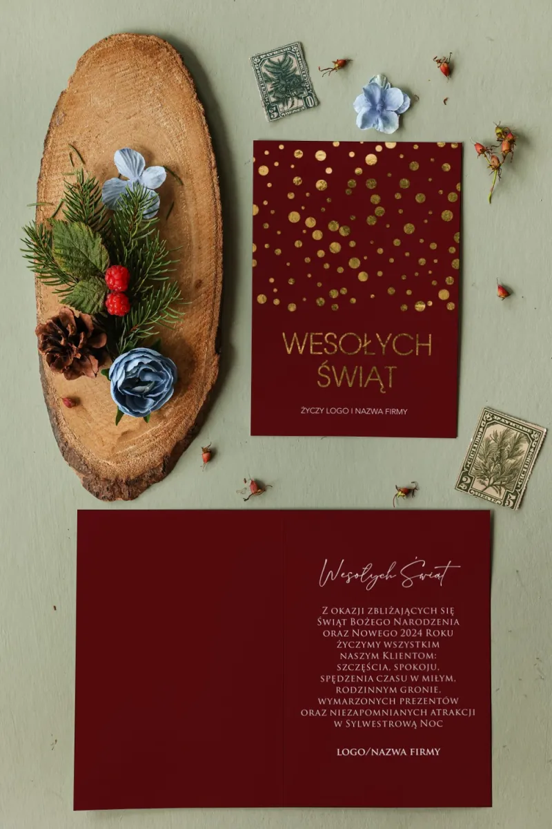 Firmowe Kartki Świąteczne z logo firmy - MZ1 od WydrukujTu.pl