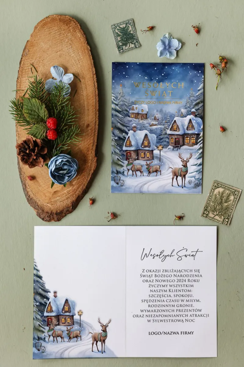 Firmowe Kartki Świąteczne z logo firmy - MZ9 od WydrukujTu.pl