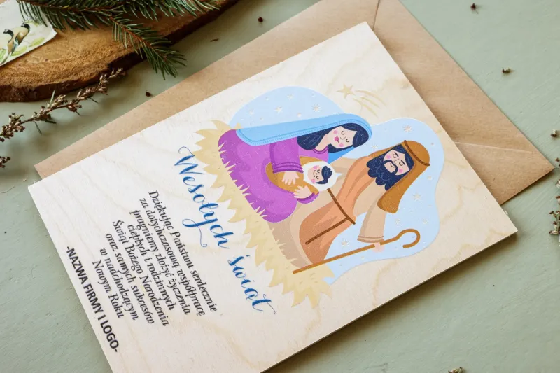 Personalizowane kartki dla firm z grafiką Świętej Rodziny - Kolekcja DR21 Personalizowane kartki dla firm z grafiką Świętej Rodziny - Kolekcja DR21