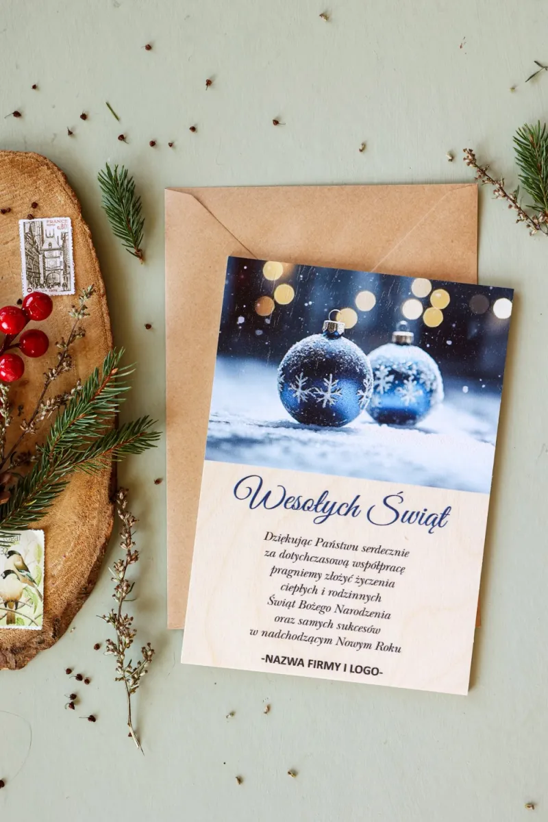 Firmowe Drewniane Kartki Świąteczne - DR30 od WydrukujTu.pl