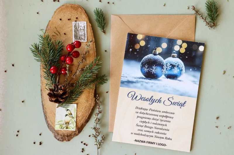 Firmowe Drewniane Kartki Świąteczne - DR30 od WydrukujTu.pl