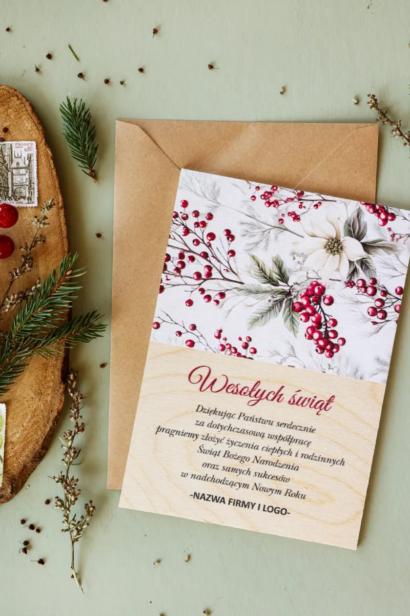 Firmowe Drewniane Kartki Świąteczne - DR33 od WydrukujTu.pl Firmowe Drewniane Kartki Świąteczne - DR33 od WydrukujTu.pl
