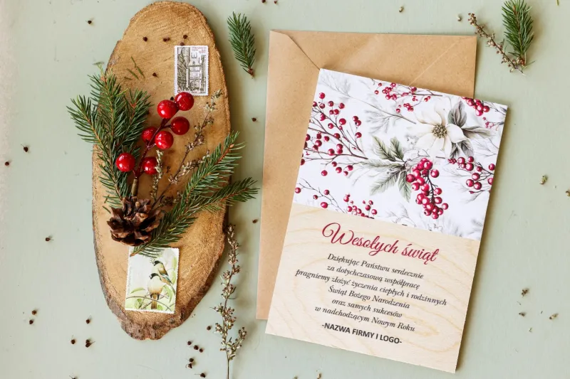 Firmowe Drewniane Kartki Świąteczne - DR33 od WydrukujTu.pl Firmowe Drewniane Kartki Świąteczne - DR33 od WydrukujTu.pl