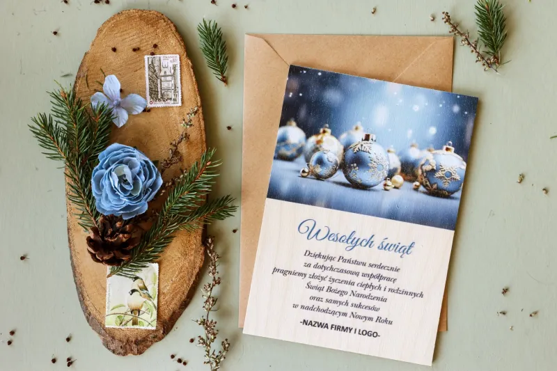 Firmowe Drewniane Kartki Świąteczne - DR35 od WydrukujTu.pl
