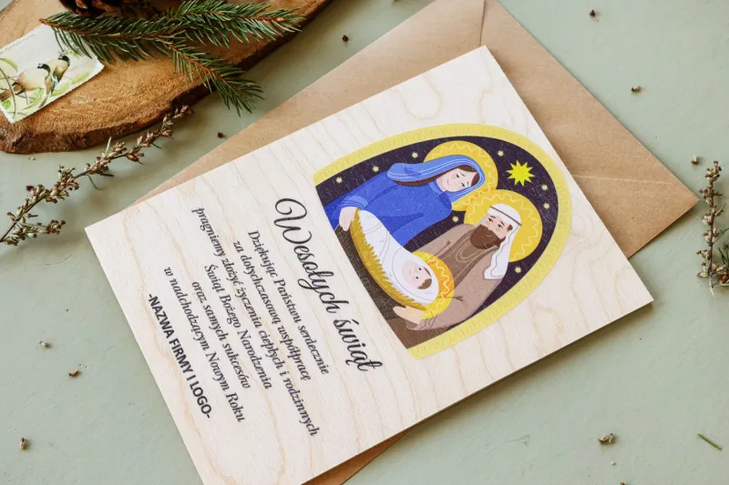Firmowe Drewniane Kartki Świąteczne - DR39 od WydrukujTu.pl Firmowe Drewniane Kartki Świąteczne - DR39 od WydrukujTu.pl