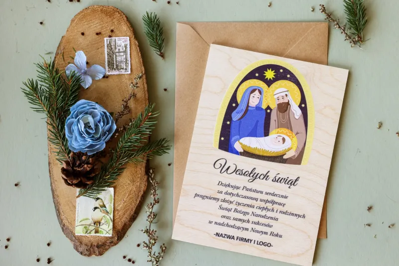 Firmowe Drewniane Kartki Świąteczne - DR39 od WydrukujTu.pl Firmowe Drewniane Kartki Świąteczne - DR39 od WydrukujTu.pl