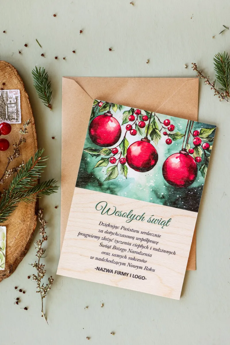 Firmowe Drewniane Kartki Świąteczne - DR40 od WydrukujTu.pl Firmowe Drewniane Kartki Świąteczne - DR40 od WydrukujTu.pl