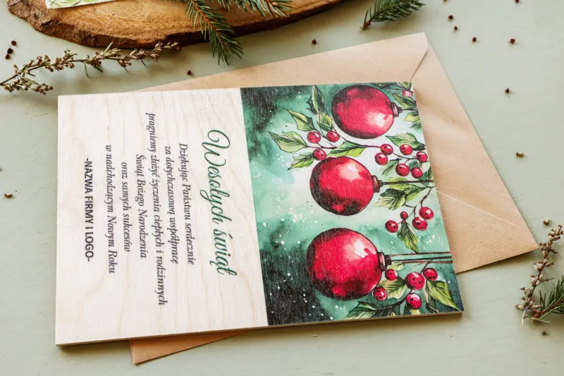 Firmowe Drewniane Kartki Świąteczne - DR40 od WydrukujTu.pl Firmowe Drewniane Kartki Świąteczne - DR40 od WydrukujTu.pl