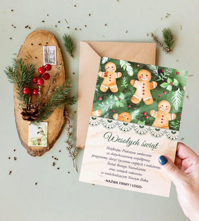 Firmowe Drewniane Kartki Świąteczne - DR42 od WydrukujTu.pl Firmowe Drewniane Kartki Świąteczne - DR42 od WydrukujTu.pl