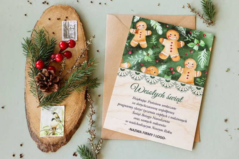 Firmowe Drewniane Kartki Świąteczne - DR42 od WydrukujTu.pl Firmowe Drewniane Kartki Świąteczne - DR42 od WydrukujTu.pl