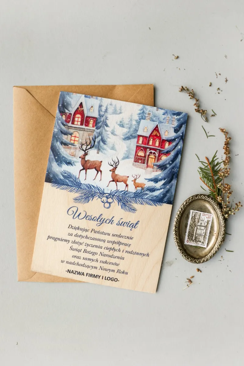 Firmowe Drewniane Kartki Świąteczne - DR27 - od WydrukujTu.pl Firmowe Drewniane Kartki Świąteczne - DR27 - od WydrukujTu.pl