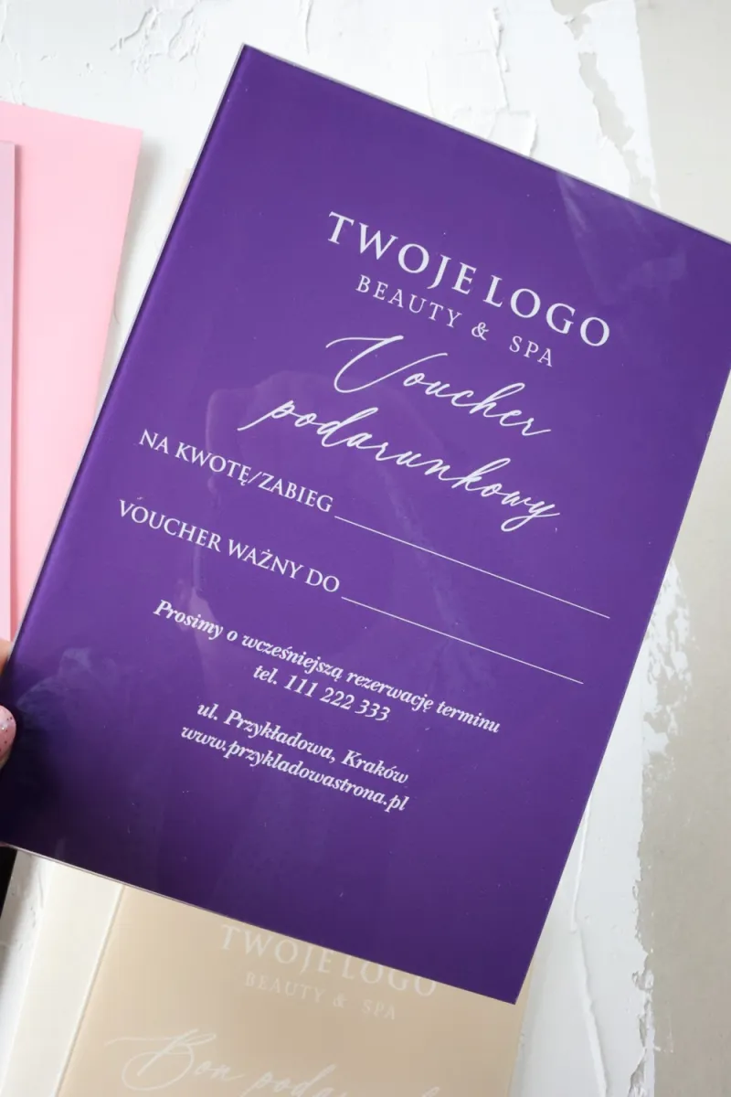 Personalizowany Voucher na szkle | Bon Podarunkowy | Model VS4 Personalizowany Voucher na szkle | Bon Podarunkowy | Model VS4