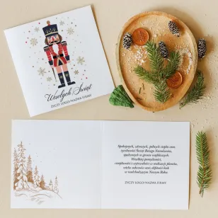 Elegancka kartka świąteczna z Dziadkiem do Orzechów dla firm | KZ2