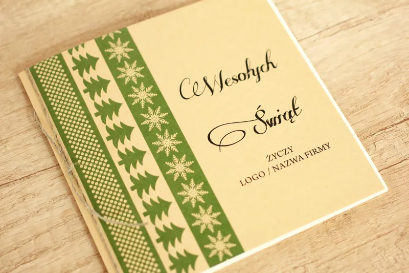 Ekologiczna Kartka z Zielonymi Wzorami | Personalizowane Kartki dla Firm | UJ1 Ekologiczna Kartka z Zielonymi Wzorami | Personalizowane Kartki dla Firm | UJ1