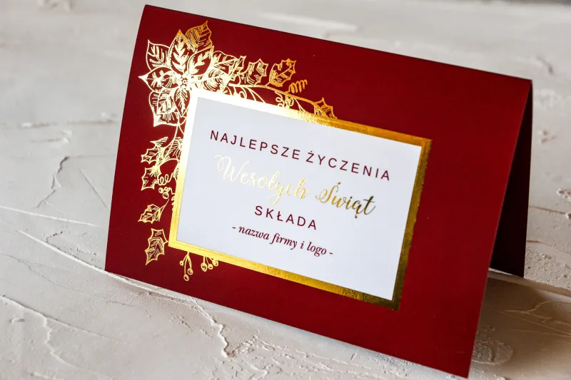 Elegancka Czerwona Kartka z Złoconą Ramką | Kartki dla Firm z Logo | ZT1 Elegancka Czerwona Kartka z Złoconą Ramką | Kartki dla Firm z Logo | ZT1