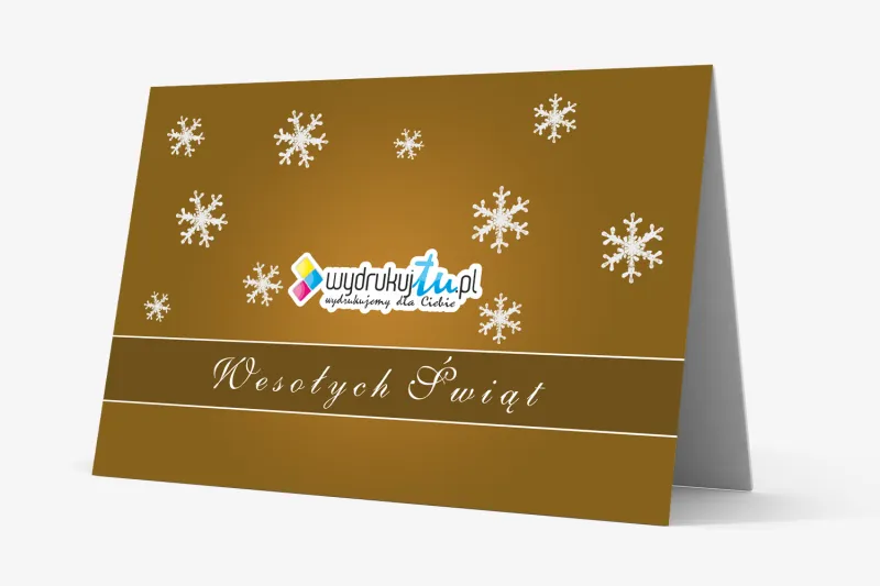 Brązowe Tło i Białe Płatki Śniegu | Kartki dla Firm z Logo | M1 Brązowe Tło i Białe Płatki Śniegu | Kartki dla Firm z Logo | M1